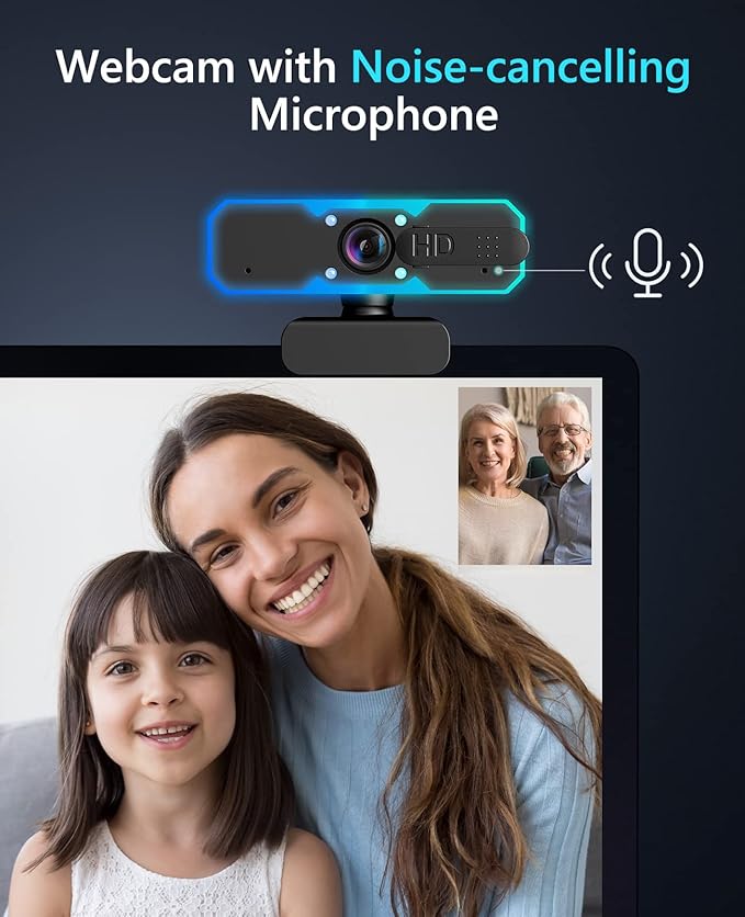 NBPOWER 1080P 60FPS Streaming Camera Webcam with Microphone and Fill RGB LightAutofocusWork with Laptop/Desktop Computer/Winsdows/Mac OS/PC Computer for Camera