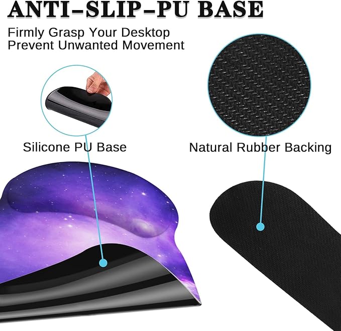 Britimes Space Galaxy Purple Keyboard Mouse Pad Set 4in1 Large Mousepad+Keyboard Wrist Rest+Mouse Wrist Rest+Coaster Ergonomic Design for Home Office Computer 35.4x15.7 inches