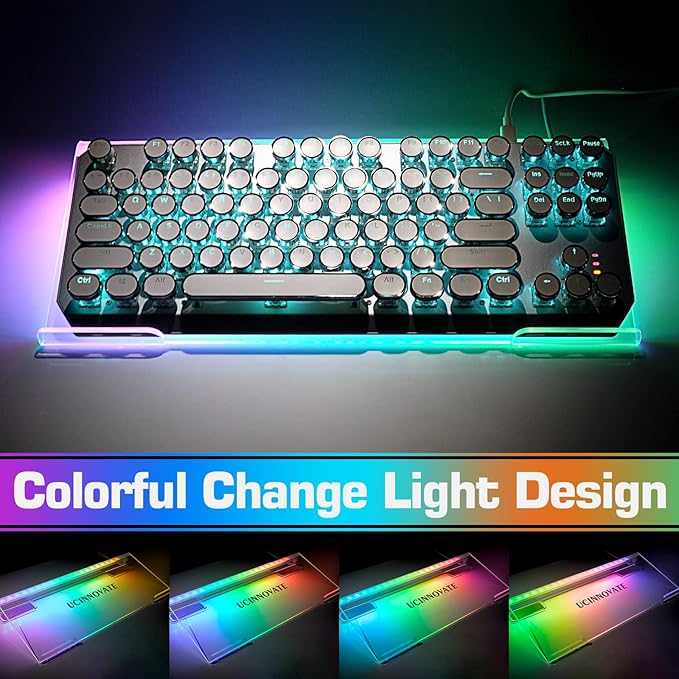 UCINNOVATE Dream Color Acrylic Computer Keyboard Stand LED Backlit Keyboard Stand Tray 80% Gaming Keyboard USB Interface Titled Keyboard Stand for Easy Ergonomic Typing and Working Office Desk Home