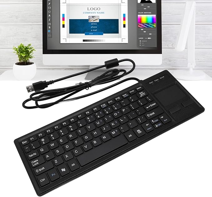 Sanpyl Wired Mechanical USB Keyboard IP68 &amp Touch Industrial Keyboard with Touchpad for Laptop Notebook PC 310x115x12mm / 12.2x4.53x0.47inch