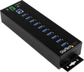 StarTech.com 10-Port USB 3.0 Hub with Power Adapter - Metal Industrial USB-A Hub with ESD &amp 350W Surge Protection - Din/Wall/Desk Mountable - High Speed USB 3.0 (5Gbps) - (5Gbps) Hub TAA