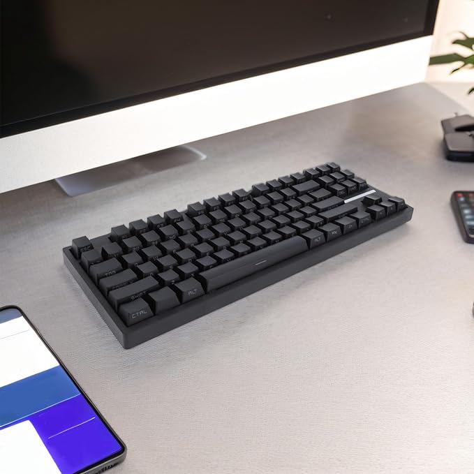Yoidesu 87 Key Mechanical Keyboard Red Switch RGB Backlit 3 Modes Bluetooth Type C Wired Gaming Keyboard Compact and Lightweight