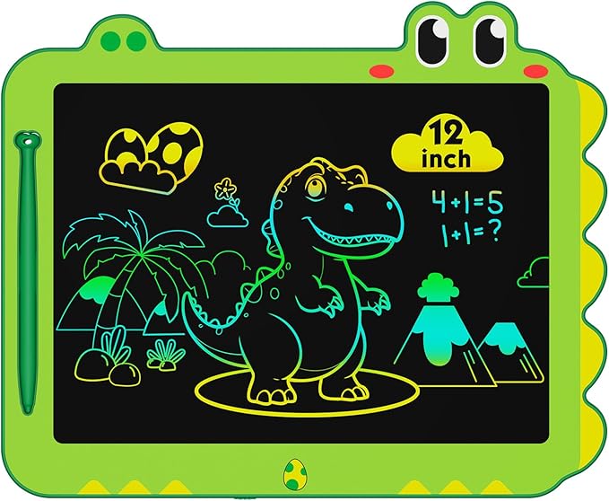 ORSEN 12 Inch LCD Doodle Board Tablet Toy - Green Dinosaur Drawing Pad for Kids 3-6 Years Old - Christmas and Birthday Gifts