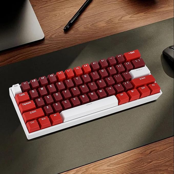 Vikye Mechanical Gaming Keyboard Portable 60% Layout 61 Keys Type C Wired Keyboard with RGB Backlight for Laptop PC Red Switch with Red Switch