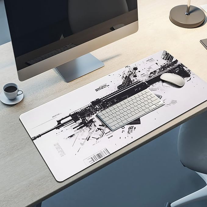 Firearms Handgun Mouse Pad Large Desk Mat Extended Keyboard Mouse Pad with Non-Slip Base and Stitched Edge Mouse Mat Desk Pad 36x16 Mouse Pads for Desk Home Office Gaming