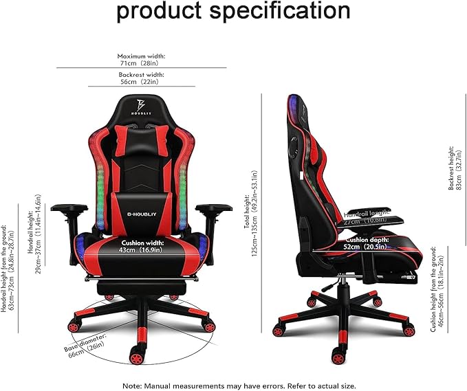 TBQATNTS LED Gaming Chair with Massage High Back PU Video Game Chair with Speakers Adjustable Lumbar Support and Headrest Reclining Computer Gaming Chair for AdultsPink