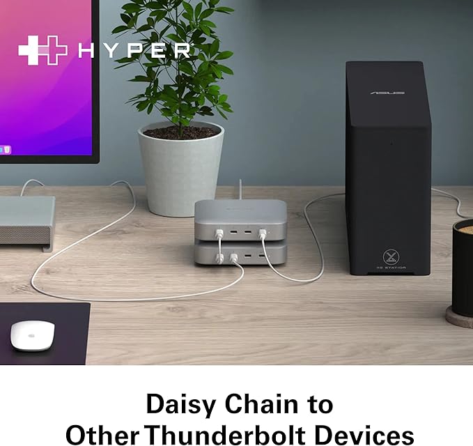 HyperDrive USB-C &amp Thunderbolt 4 Hub with Integrated GaN Power Source - Three Thunderbolt 4 Downstream Ports and One Upstream Port with 96W Passthrough Charging