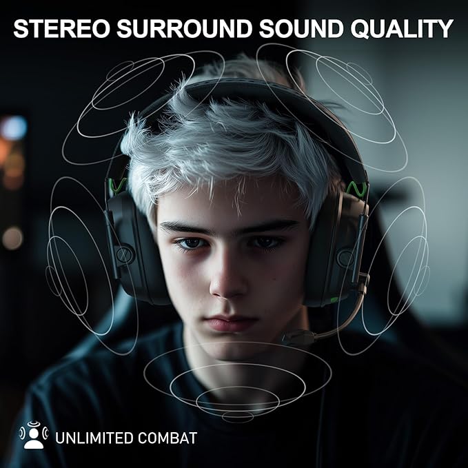 Wireless Gaming Headset for PS5 PS4 PC Switch – 2.4GHz &amp Bluetooth Gaming Headphones with Mic 3D Stereo Surround Sound 20ms Low Latency ENC Noise Canceling RGB Light 50H Battery