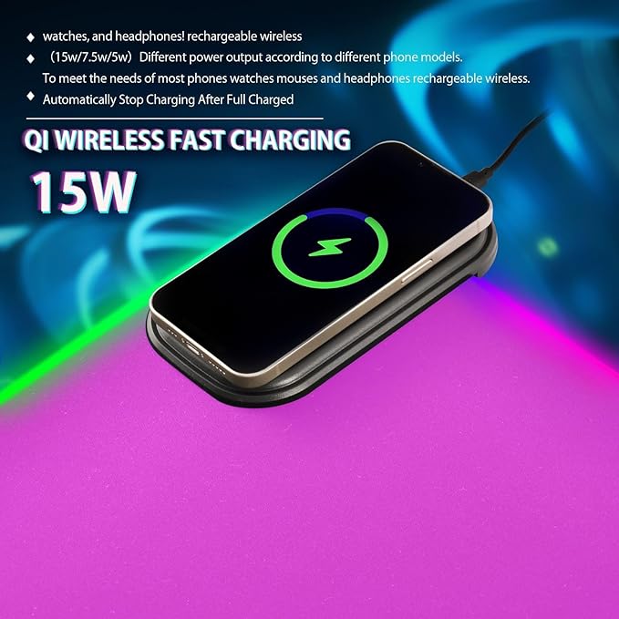 Fuchsia Purple Mouse Pad Gaming Mousepad Non Slip Desk Mat Wireless Charging Keyboard Mats Pad RGB Computer Mouse Pads for Desktop Office Home 35.4 x 15.7 in