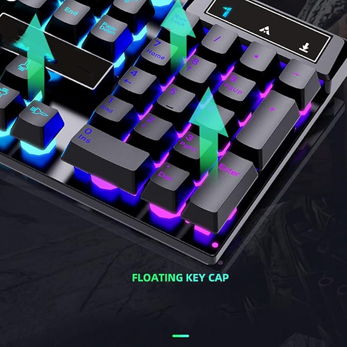 Keyboard and Mouse Combo RGB LED Backlit Gaming 104 Keys Wired USB Keyboards with Ergonomic Gaming Mouse for PC Computer Desktop(Black)