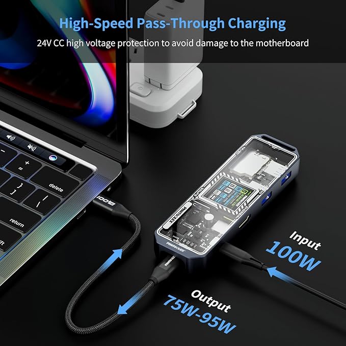 PHOTOOLEX USB C Hub(7 in 1) with HDMI Port 4K@60Hz 100w PD Power Delivery 3 USB-A 5Gbps Data Ports SD/TF Card Reader Desigend for MacBook Air MacBook Pro XPS and More