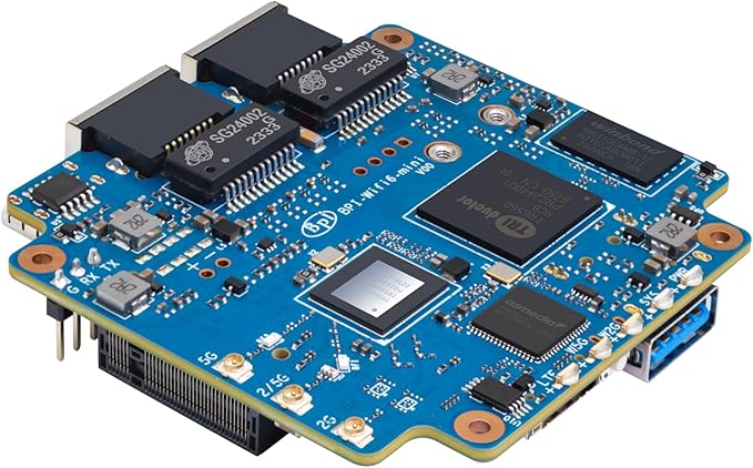 WayPonDEV Banana Pi BPI-WiFi 6 Router OpenWRT Board Dual Band Wireless Internet Router 802.11ax ac WiFi 6 Gigabit VPN Router with 5GE Phy and RGMII Support WPAWPA2WPA3 (Wifi6 Mini SET2)