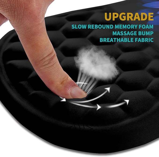 Hokafenle Ergonomic Mouse Pad Wrist Support Wrist Rest Mousepad for Carpal Tunnel Pain Relief with Integrated Memory Foam Slope Massage Bulge (11.8x7.9 inchButterfly Lotus Floral