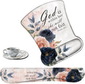 Keyboard Wrist Support + Wrist Mousepad + Coaster Combination Non-Slip PU Base with Gel Memory Mousepad Suitable for Gaming Office Pain Relief Mousepad Set - Psalm 46:5 Floral