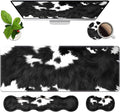 4 in 1 Ergonomic Memory Foam Mouse Pad Wrist Rest Set Large XXL Gaming Desk Pad + Keyboard Wrist Rest + Mouse Wrist Cushion + Coaster for Home Office Study Gaming Black and White Cow Print