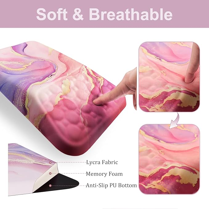 Ospelelf Ergonomic Mouse Pad and Keyboard Wrist Rest Support Wrist Rest for Computer Keyboard Office Gaming Pink