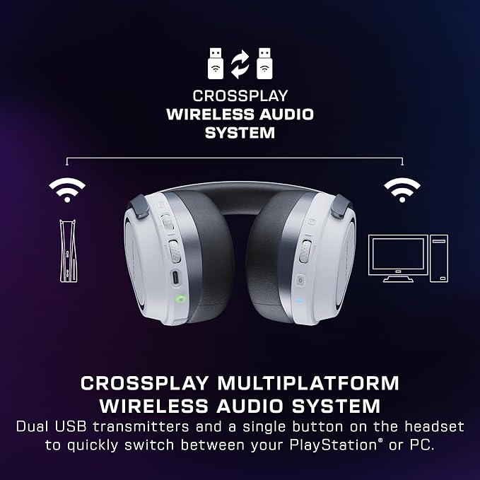 Turtle Beach Stealth 700 Gen 3 Wireless Multiplatform Amplified Gaming Headset for PS5 PS4 PC Mobile – 60mm Drivers AI Noise-Cancelling Mic Bluetooth 80-Hr Battery Dual Transmitters – White