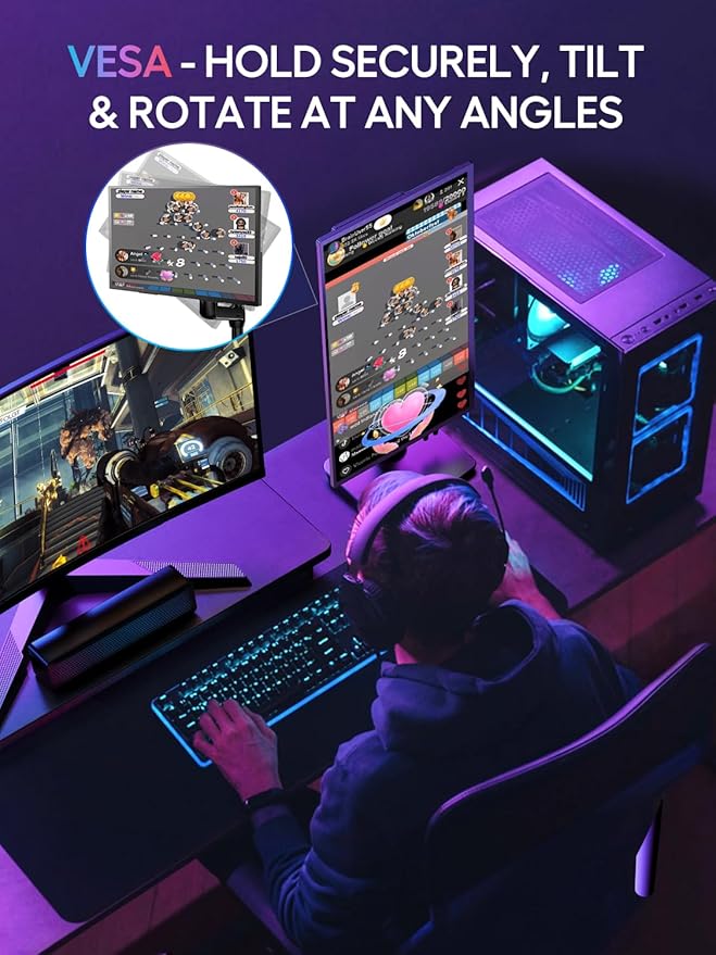 UPERFECT Portable Monitor 18.4-inch 4K 60HZ 10 Bit w/VESA &amp Stand 180° Adjustable Ultra-Slim &amp Lightweight Frameless FHD FreeSync IPS HDR Gaming Display Travel Second Monitor for Laptop