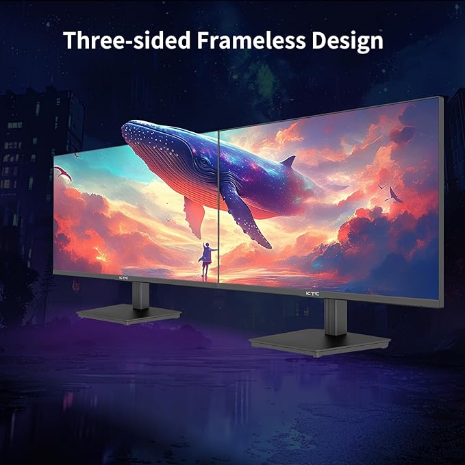 KTC 24 Inch QHD 100Hz Computer Monitor IPS 2K 1300:1 Contrast Anti-Blue Light Screen 122% sRGB FreeSync &amp G-Sync Compatible HDMI2.0 &amp Display Port 1.4 PC Monitor for Gaming Office Work (