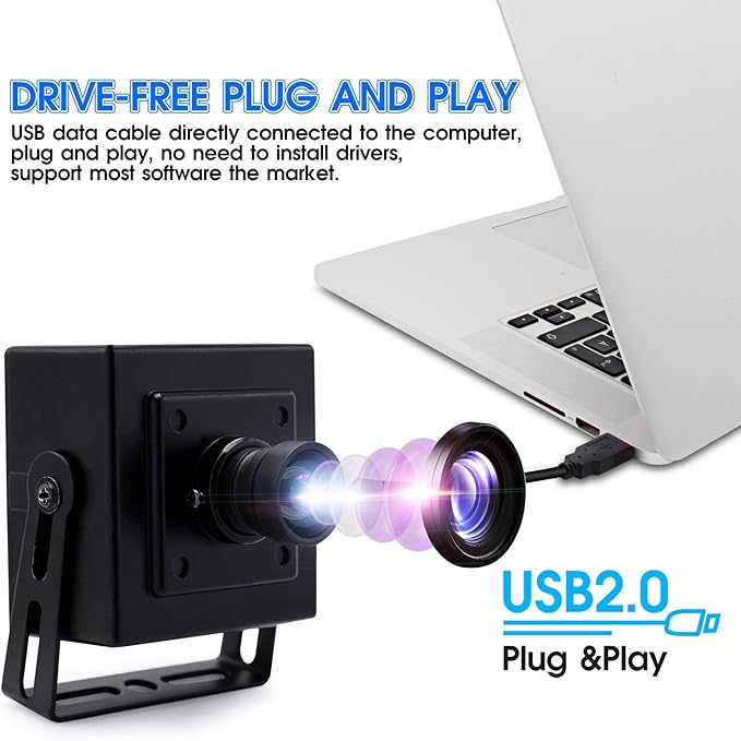 13 Megapixel USB Camera No Distortion Fixed Focus Webcam with Aluminum Case HD Webcamera MJPEG 15fps 3840x2880 Sony IMX214 Sensor USB with Camera for Computer PC Laptop DesktopSupport Most OS