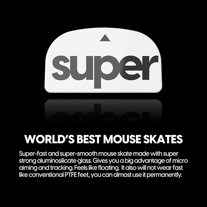 Superglide Glass Mouse Skates for Logitech G Pro X Superlight 2 - Ultra Smooth Glide Durable Glass Mouse Feet (Type-C White)