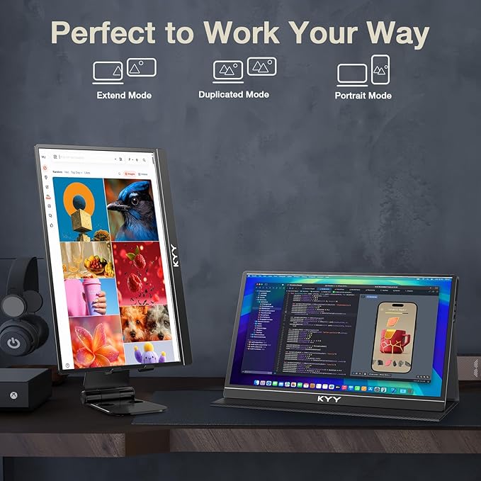 KYY 4K Portable Monitor – 15.6 UHD IPS Travel Display Slim &amp Lightweight Design HDMI &amp USB-C Inputs Perfect for PS5 Xbox Switch Laptops Phones and On-the-Go Professionals K5
