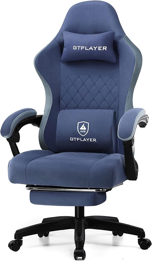 GTPLAYER Gaming Chair Computer Office Chair with Pocket Spring Cushion Linkage Armrests and Footrest High Back Ergonomic Computer Chair with Lumbar Support Task Chair with Footrest