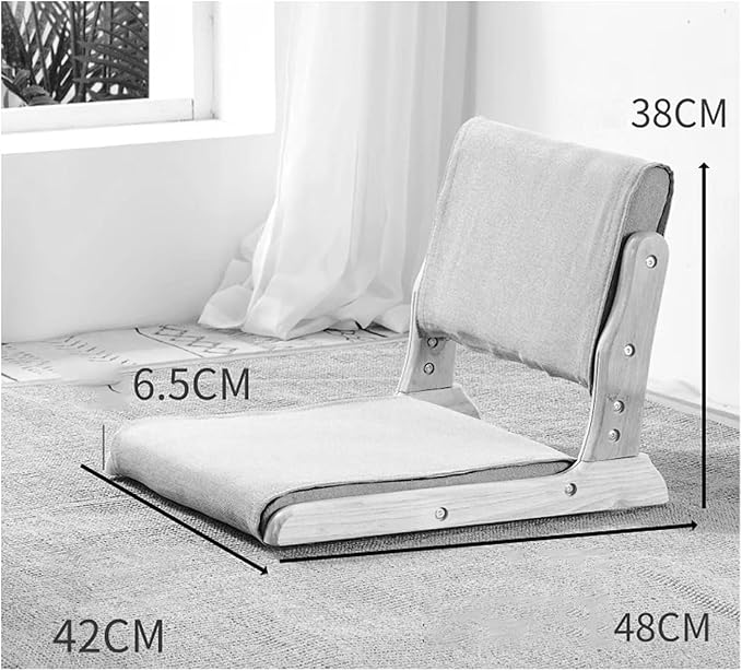 ELEFOCUS Computer Chair Legless Chair Floor Timber Foldable Detachable Fabric Cushion Back Support Lazy 42X48X38CM