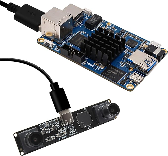 MMlove USB Stereo Camera Synchronous Dual Lens 1080P 60FPS Camera Module 4MP 3D Webcam 117° Wide Angle View Lightburn Webcam USB2.0 Plug &amp Play for VR Face Recognition StreamingPC/Laptop/Raspberr