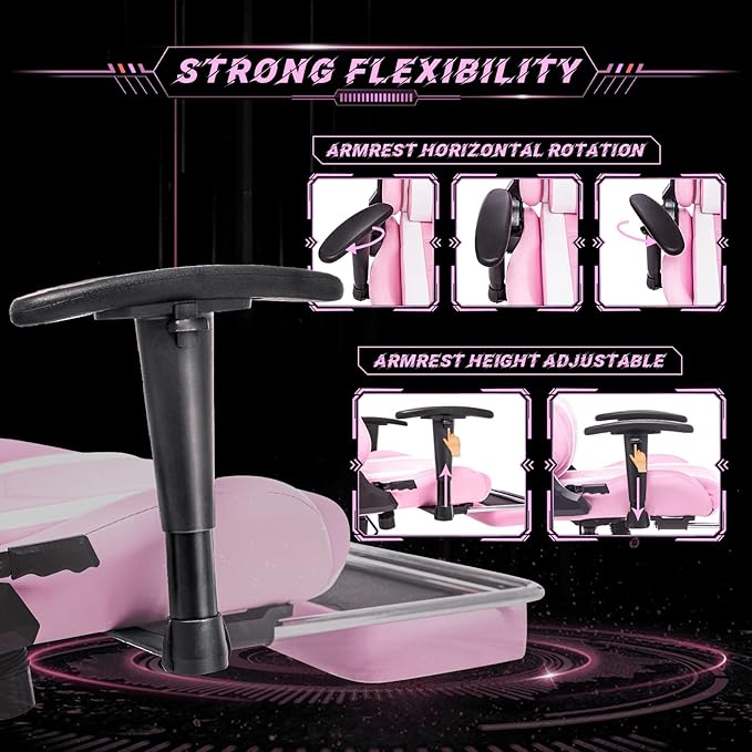 AA Products Gaming Chair Ergonomic High Back Computer Racing Chair Adjustable Office Chair with Footrest Lumbar Support Swivel Chair - WhitePink