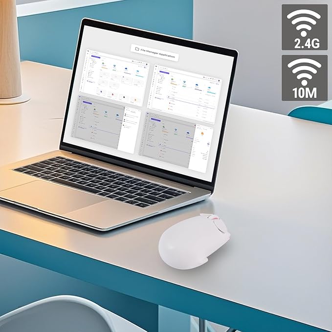 elec Space Cute Pig Design Wireless Mouse Dual Mode Bluetooth &amp USB Mouse Silent Operation Ergonomic Perfect for Laptops &amp PCs Ideal Gift for Animal Lovers and Family (White)
