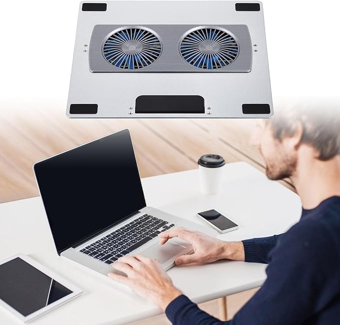 Foldable Laptop Cooling Pad with 6 Adjustable Heights Setting Double Quiet Fan for 10-16inch Notebook