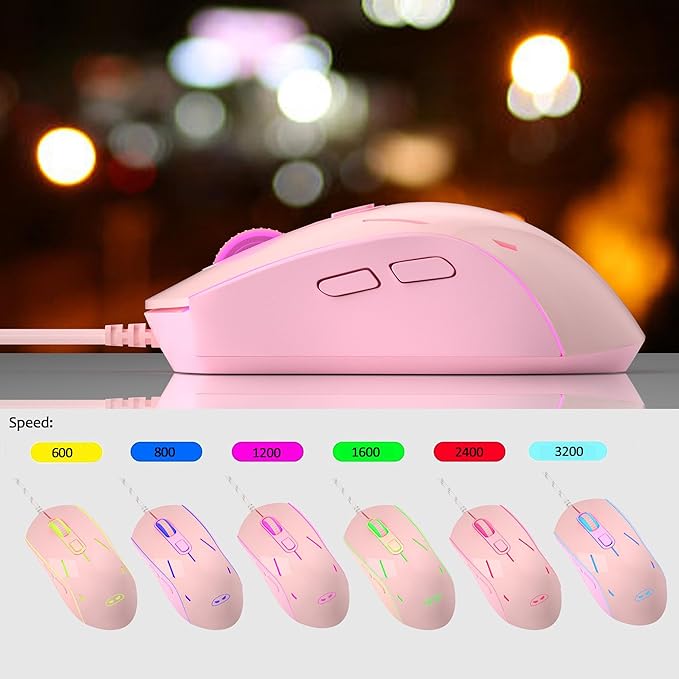 MageGee GT838 Gaming Keyboard and Mouse Combo 104 Keys RGB Backlit Quiet Wired Keyboards for Laptop PC MAC with Number Pad Metal Panel Anti-Ghosting Pink