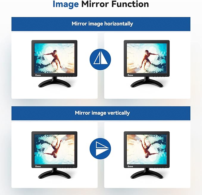 Eyoyo 8 Inch Small Monitor 1024x768 4:3 IPS Mini Security Camera Monitor Screen Support HDMI VGA AV BNC Input with Remote Control Video Monitors for Retro Computer PC NVR CCTV Raspbery Pi