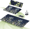 Ospelelf Keyboard Wrist Rest Stand Pad and Ergonomic Mouse Pad Set with Large Mousepad Memory Foam Comfort Premium Office Desk Accessories for Pain Relief Moonlit Blossoms