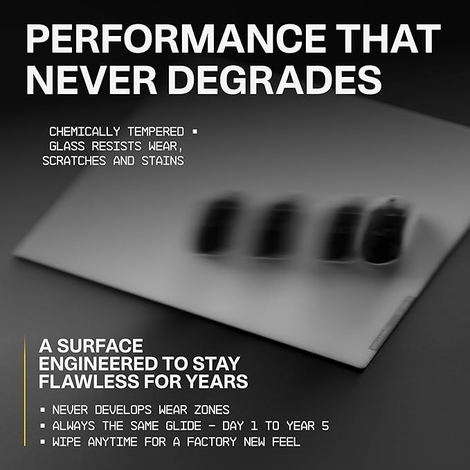 Wallhack SP-005 Glass Gaming Mouse Pad – Speed Surface Large Mousepad for Esports Smooth Low-Friction Glide Tempered Glass Ergonomic Low Profile Durable &amp Portable with Carry Case | Skypad Wh