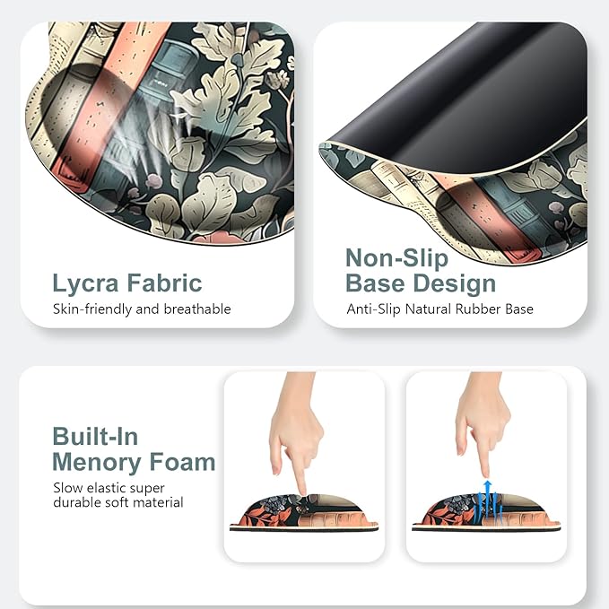 Nature Aesthetic Florals Books Mouse Pad XXL Large Desk Mat Extended Reading Desk pad 4PCS Non-Slip Rubber Base Computer Big Mousepads for Work Game Office Home Decor Accessories I Bookworm Gift