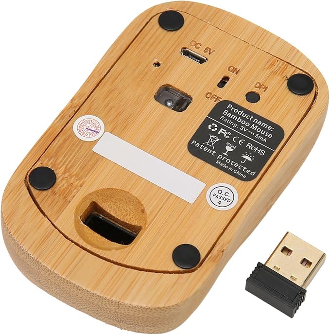 for XP Mouse Creative Bamboo Wooden 2.4G Cordless Mouse Low Noise Computer Mouse with USB Receiver for Notebook PC Laptop Computer Support OTG Function
