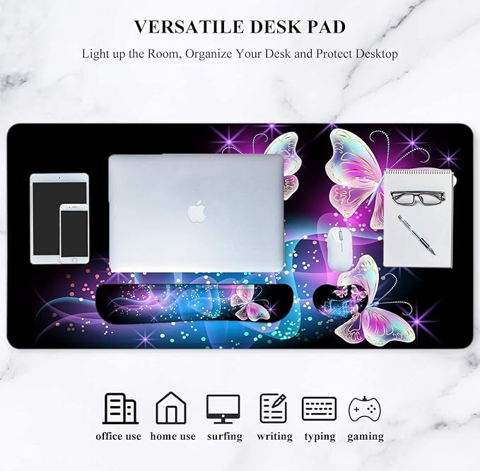 LATEEFAH Desk Mat Mouse Pad with Wrist Rest 4-in-1 Large Mouse Pads for Desk Ergonomic Mouse Pad and Keyboard Wrist Rest Gaming Keyboard Mat for Office Home