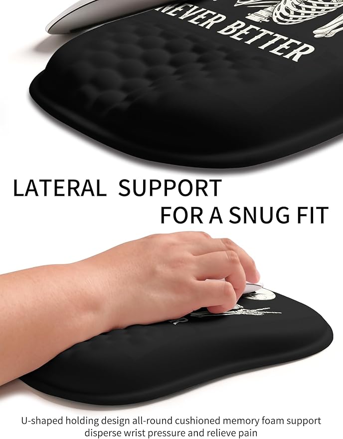 Hokafenle Ergonomic Wrist-Hugging Mouse Pad Wrist Support U-Shaped Holding Wrist Rest Mousepad for Carpal Tunnel Pain Relief with Cushioned Memory Foam Slope Massage Bulge (10.2x8.3 inNever Better)