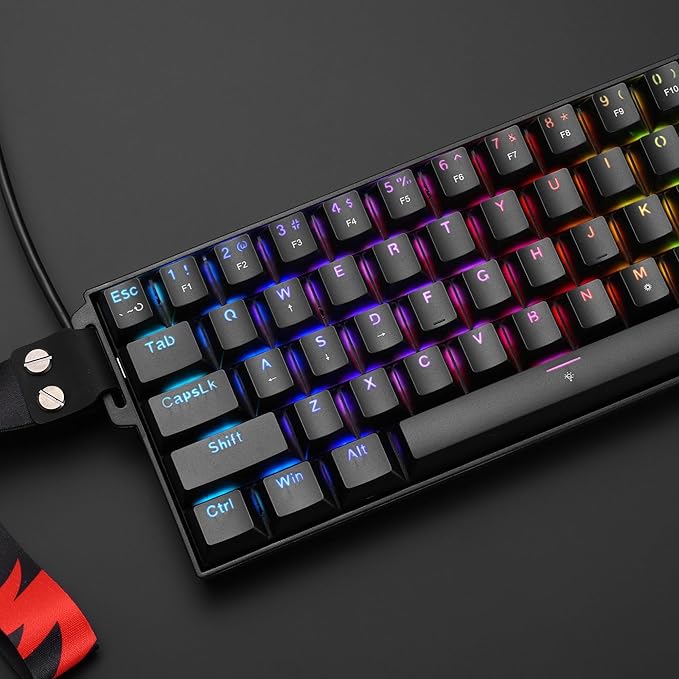 Redragon K617 HE Rapid Trigger Gaming Keyboard 60% 61 Keys Wired Mechanical Keyboard w/Hyper-Fast Actuation Dedicated Hall Effect Magnetic Switch Actuation Point Adjustable Strap Version