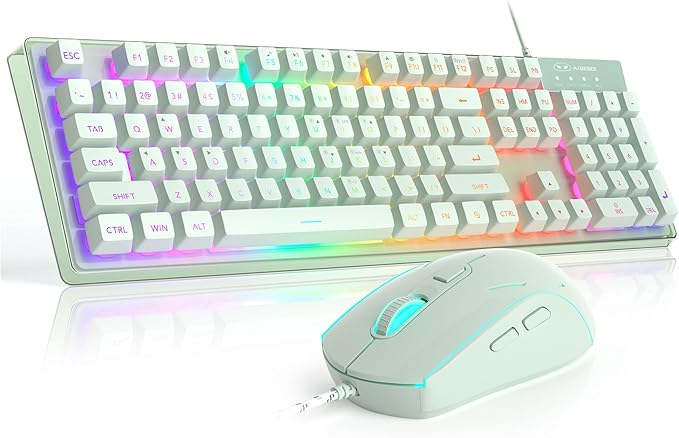 Gaming Keyboard and Mouse Combo K1 RGB LED Backlit Keyboard with 104 Key Computer PC Gaming Keyboard for PC/Laptop (Green)