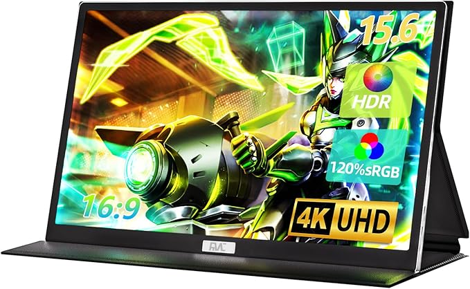 FMC 15.6 Inch 4K Portable Gaming Monitor Touchscreen 100% sRGB 3840x2160 UHD Display with 30W USB C Mini HDMI Built-in Speaker for PC Phone PS5/4 Xbox Switch