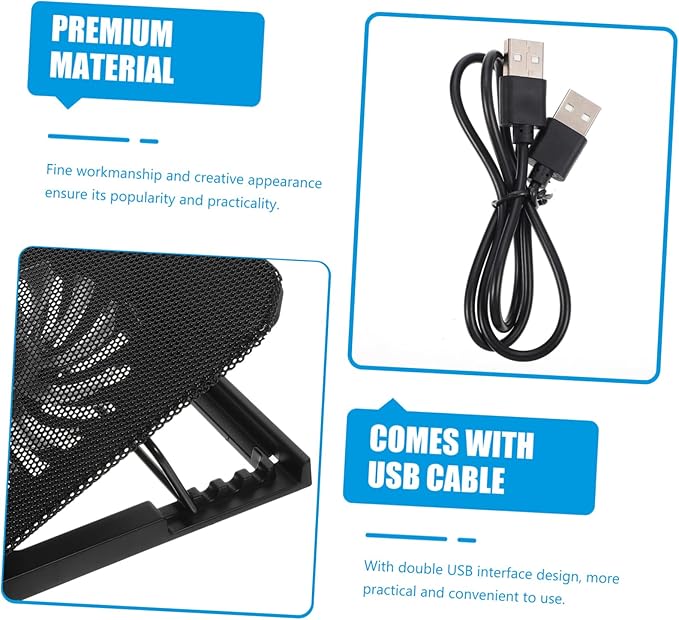 Adjustable Laptop Cooling Pad Stand Lightweight Portable Notebook Fan for Efficient Heat Reduction Durable Design for Go Use Compact Cooling Mat for Laptops
