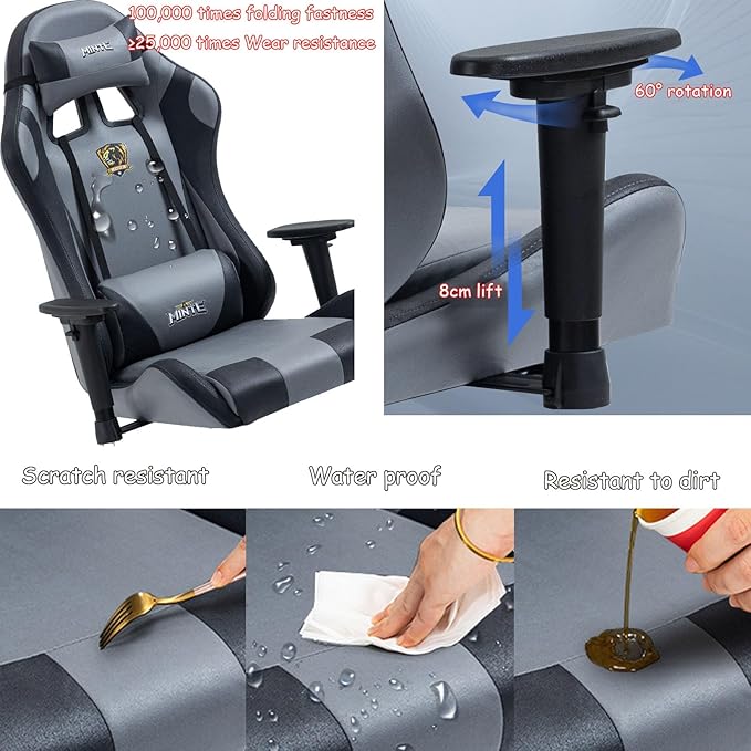 Gaming Chair with Lifting Armrests Technology Fabric Gaming Chair with Telescopic Footrest Professional Arena-Level Gaming Ergonomic Chair Racing Style Gaming Chair Home Office Computer Chair