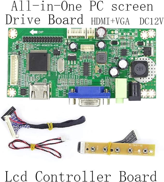Compatible ForM215HGE-L21 HM215F01 HR215WU1 M215HW03 LTM215HT05 LM215WF4 Controller Board HDMI And VGA DC12V LVDS LED 1920x1080 DIY Display(HR215WU1)