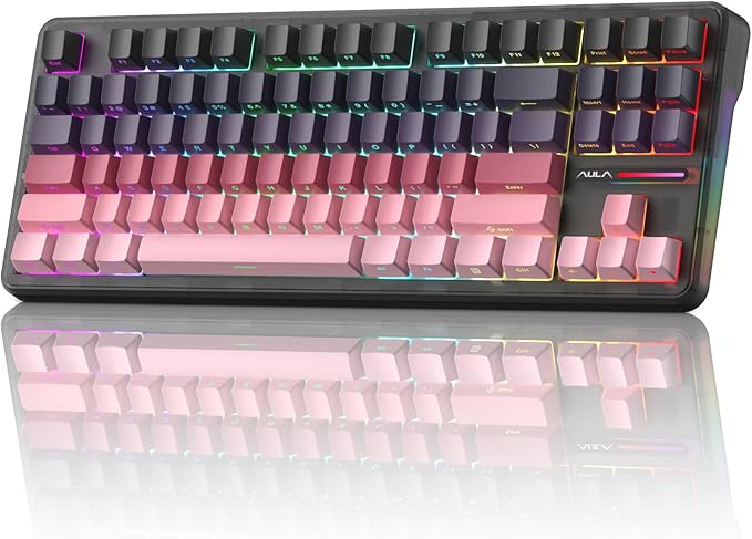 AULA F87 Pro Wireless Mechanical Keyboard Gasket Mount Hot-Swappable Custom Gaming Keyboard with 8000mAh Longest Battery - Tri-Mode BT/2.4Ghz/USB-C Pre-Lubed Linear Switches RGB for PC/Mac/PS5/Xbox