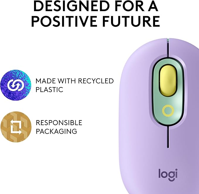 Logitech POP Mouse Wireless Mouse with Customizable Emojis SilentTouch Technology Precision/Speed Scroll Compact Design Bluetooth Multi-Device OS Compatible - Daydream Mint
