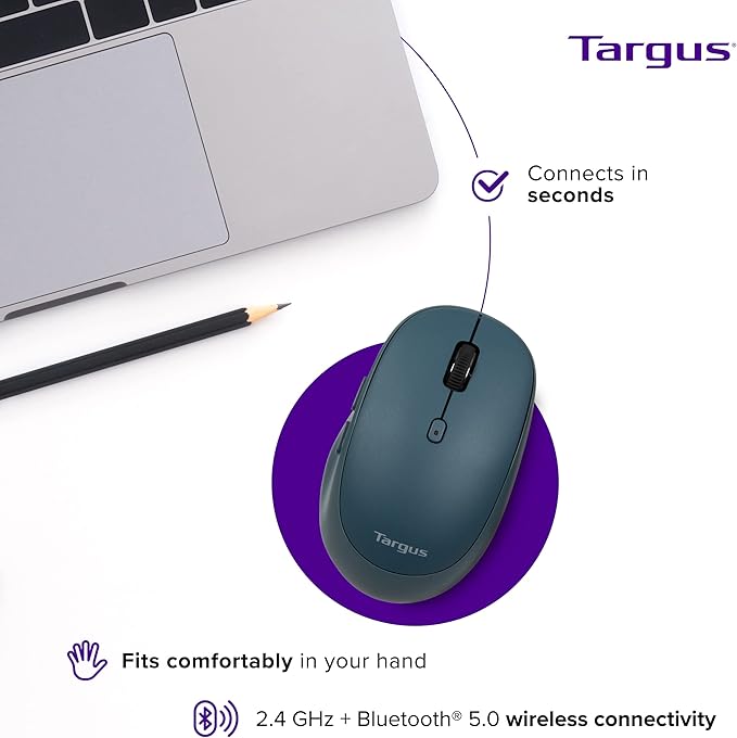 Targus Wireless Bluetooth Mouse for PC/Mac Multi-Device Connectivity Protection Laptop/Computer Mouse Blue (PMB58202GL)