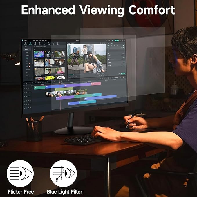 24 Inch Gaming Monitor – FHD 1080P 75Hz Refresh Rate 3ms Response Time AMD FreeSync Low Motion Blur Frameless Bezel HDMI/DP Ports VESA Mount Compatible for PC Gaming